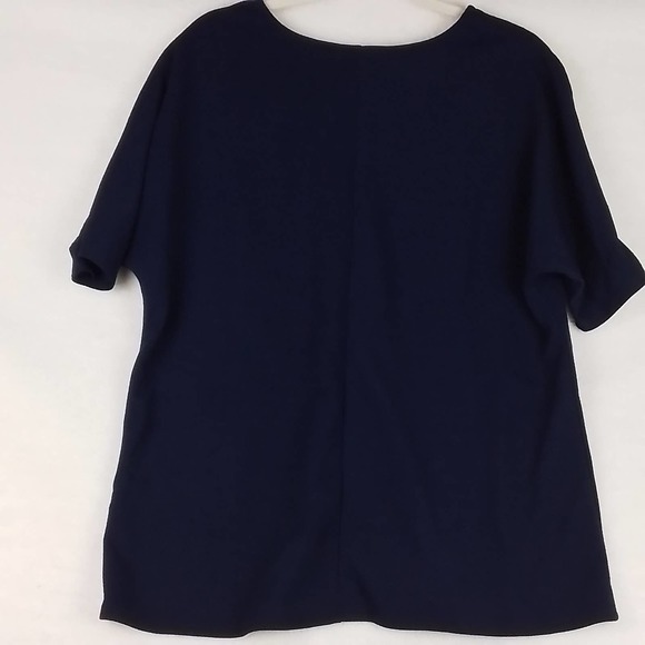 NWT Plus Size Cold Shoulder Blouse 1X in Navy w/ Gold Neck Embellishment - Picture 2 of 13